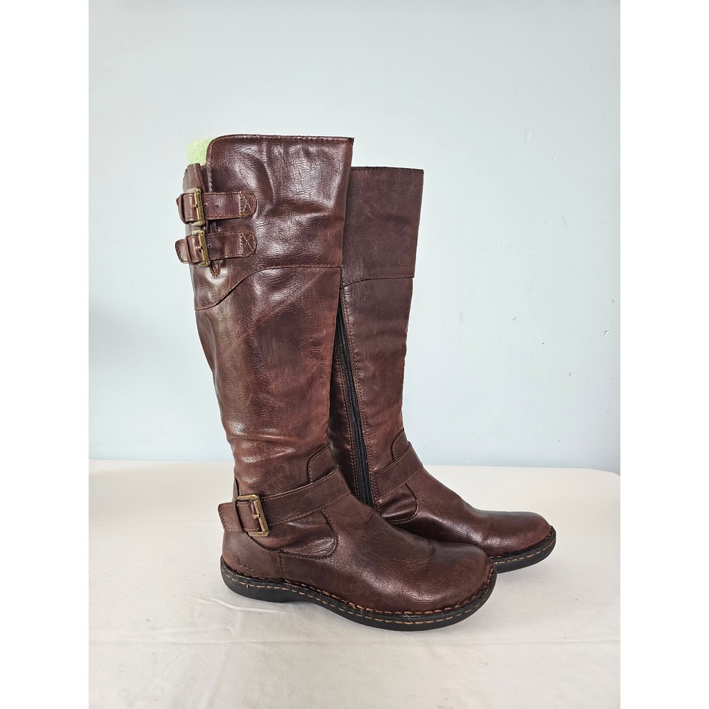 Rustic b.o.c. Riding Boots Womens 7M Brown Buckle Tall Moto Equestrian C95906